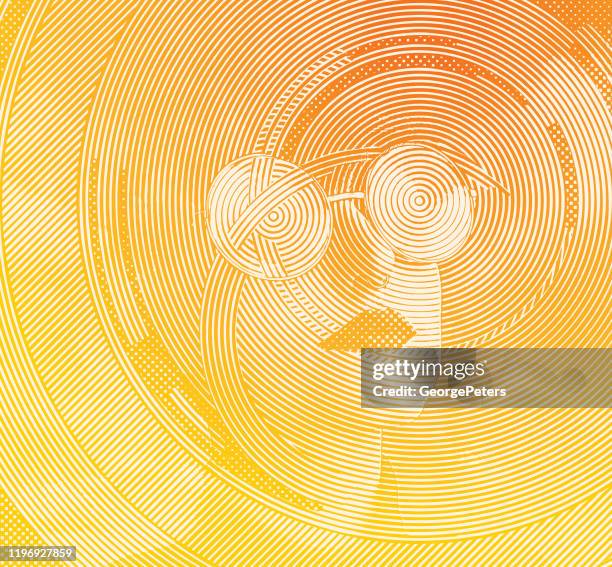 close-up of woman's face with cloud patterns - face illusion stock illustrations