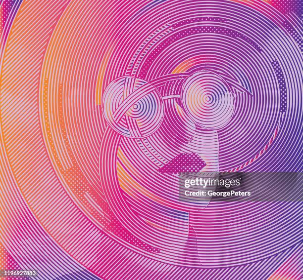 stockillustraties, clipart, cartoons en iconen met close-up van het gezicht van de vrouw met cloud patronen - digital composite