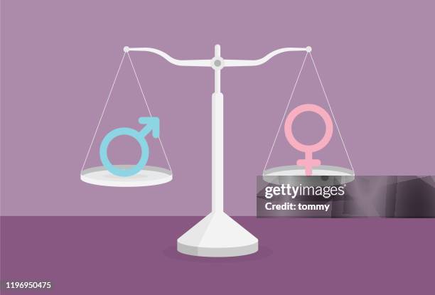 male symbol and female symbol on the scale - human rights icon stock illustrations