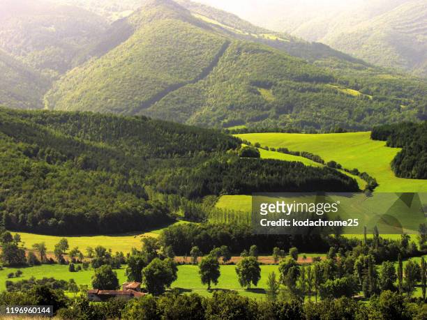 ariege. cenário da montanha e rural, pyrenees france. - occitanie - fotografias e filmes do acervo