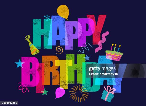 ilustrações de stock, clip art, desenhos animados e ícones de happy birthday greeting - postal-de-parabéns