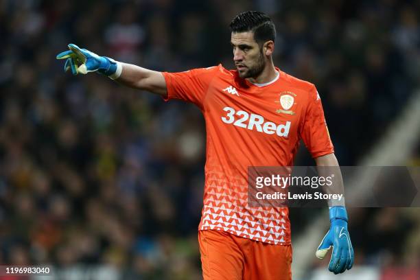 Kiko Casilla of Leeds United issues instructions to his team during the Sky Bet Championship match between West Bromwich Albion and Leeds United at...