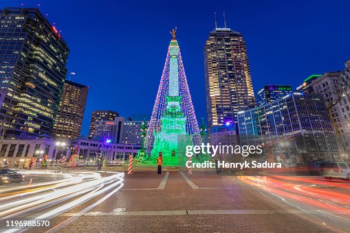 Christmas in Indianapolis - Christmas tree on Soldiers and Sailors Monument Christmas in Indianapolis - Christmas tree on Soldiers and Sailors Monument