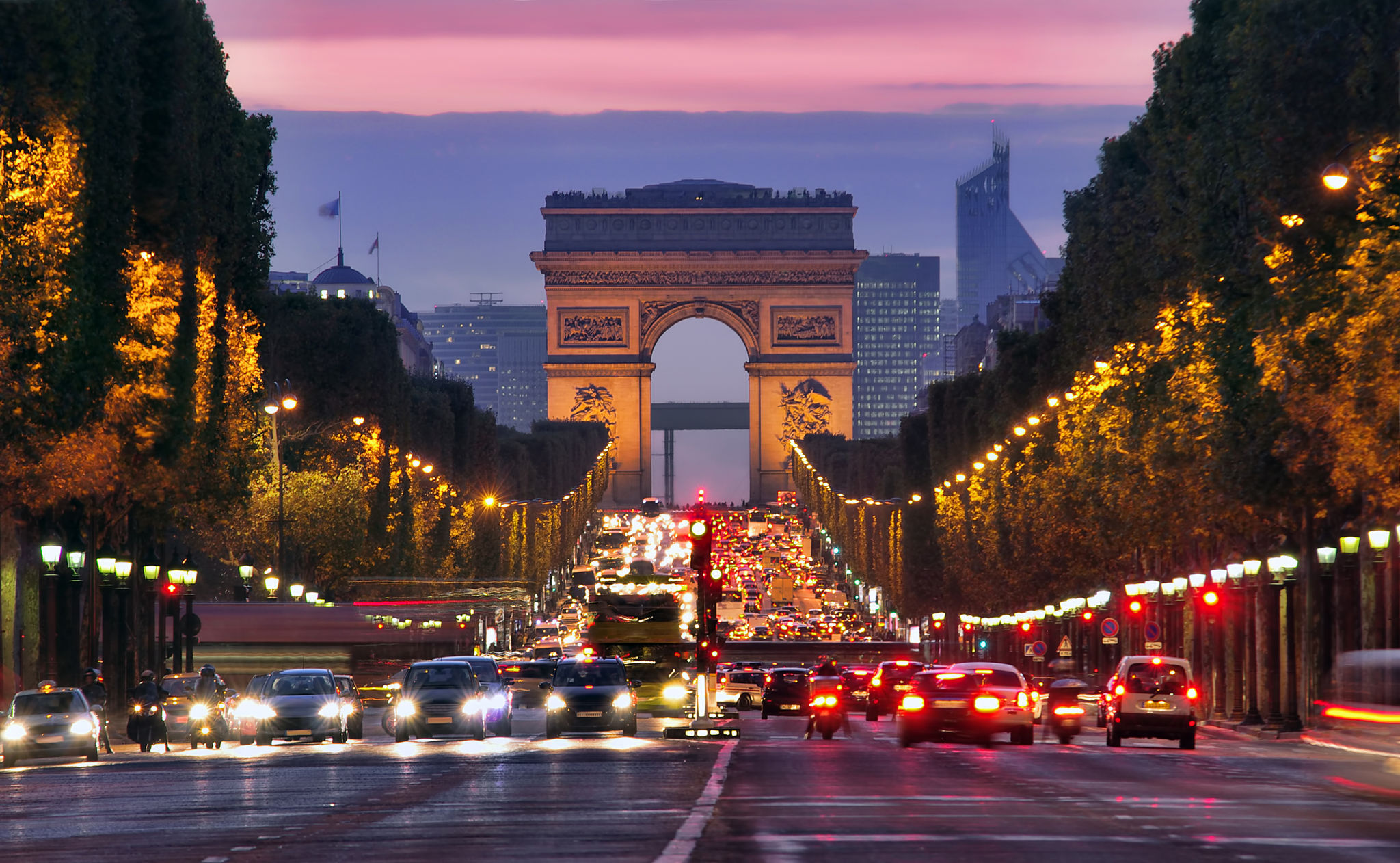 Champs Elysees and Arc de Triomphe in Paris France Champs Elysees and Arc de Triomphe in Paris France