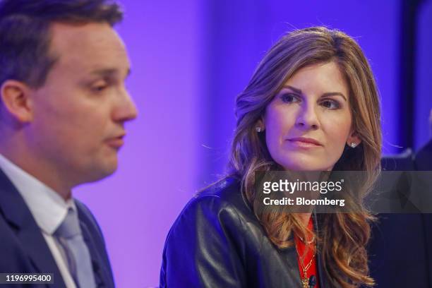 Jennifer Morgan, co-chief executive officer of SAP SE, right, sits beside Christian Klein, co-chief executive officer of SAP SE, during the company's...