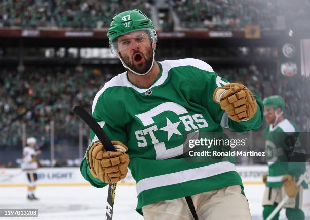 Alexander Radulov of the Dallas Stars celebrates a goal against the Nashville Predators in the third period of the 2020 Bridgestone NHL Winter...