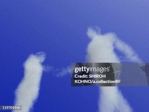Human shaped clouds shaking hands, digitally generated image Human shaped clouds shaking hands, digitally generated image