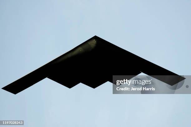 Northrop Grumman's B-2 Stealth Bomber, callsign 'DEATH11' participates in the 131st Rose Parade presented by Honda on January 01, 2020 in Pasadena,...