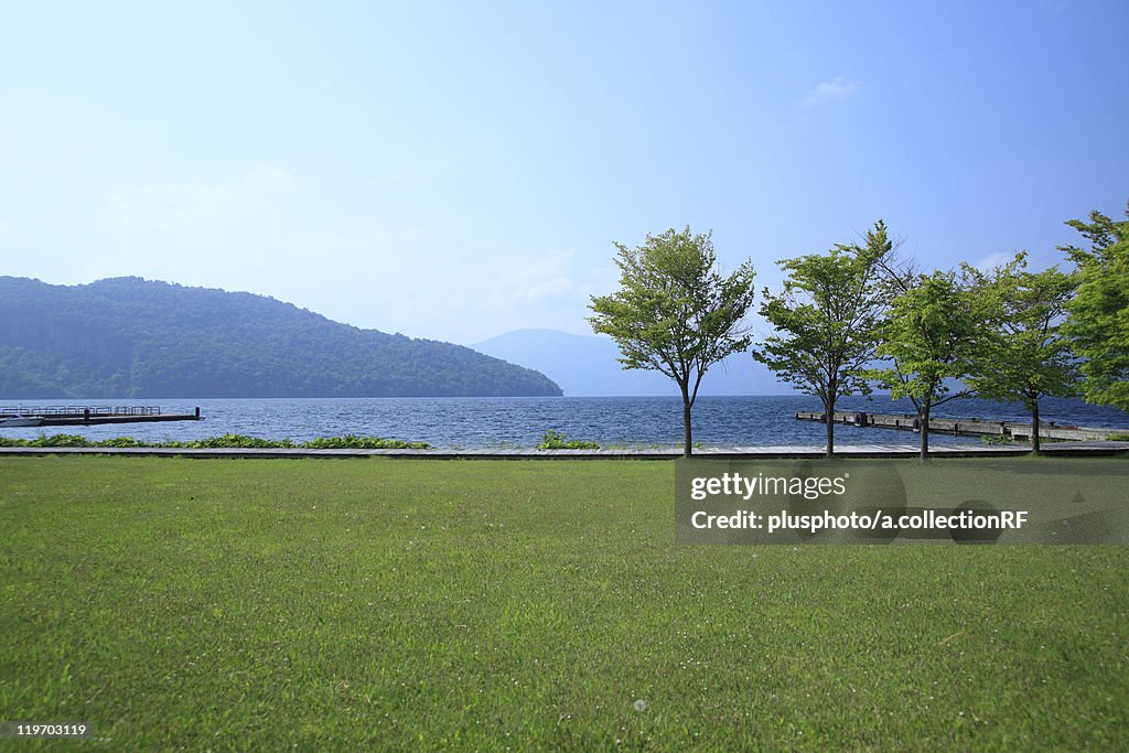 Lake Towada and mountain range, Aomori Prefecture, Honshu, Japan