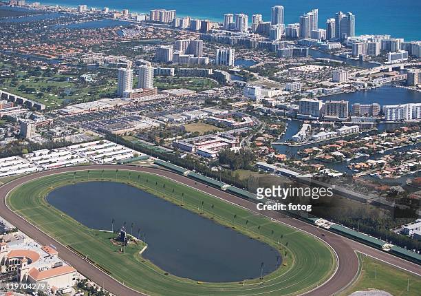 usa, florida, hallendale beach cityscape as seen from air - hallandale beach stock pictures, royalty-free photos & images