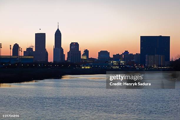 Usa Indiana Indianapolis Skyline With State Capitol Building High-Res Stock Photo