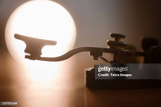 close-up of telegraph key - telegraph machine stock pictures, royalty-free photos & images