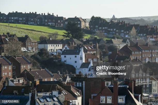 Residential housing stands in Whitby, U.K., on Sunday, Jan. 19, 2020. The fate of one of the Bank of England's trickiest interest-rate decision in...