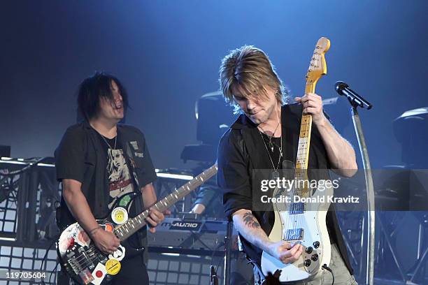 Goo Goo Dolls guitarist Robby Takac and Lead singer John Rzeznik performs at the Tropicana Casino on July 23, 2011 in Atlantic City, New Jersey.