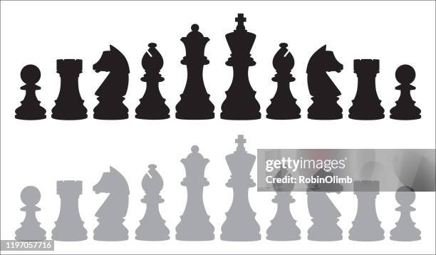 two rows of chess pieces - queen stock illustrations