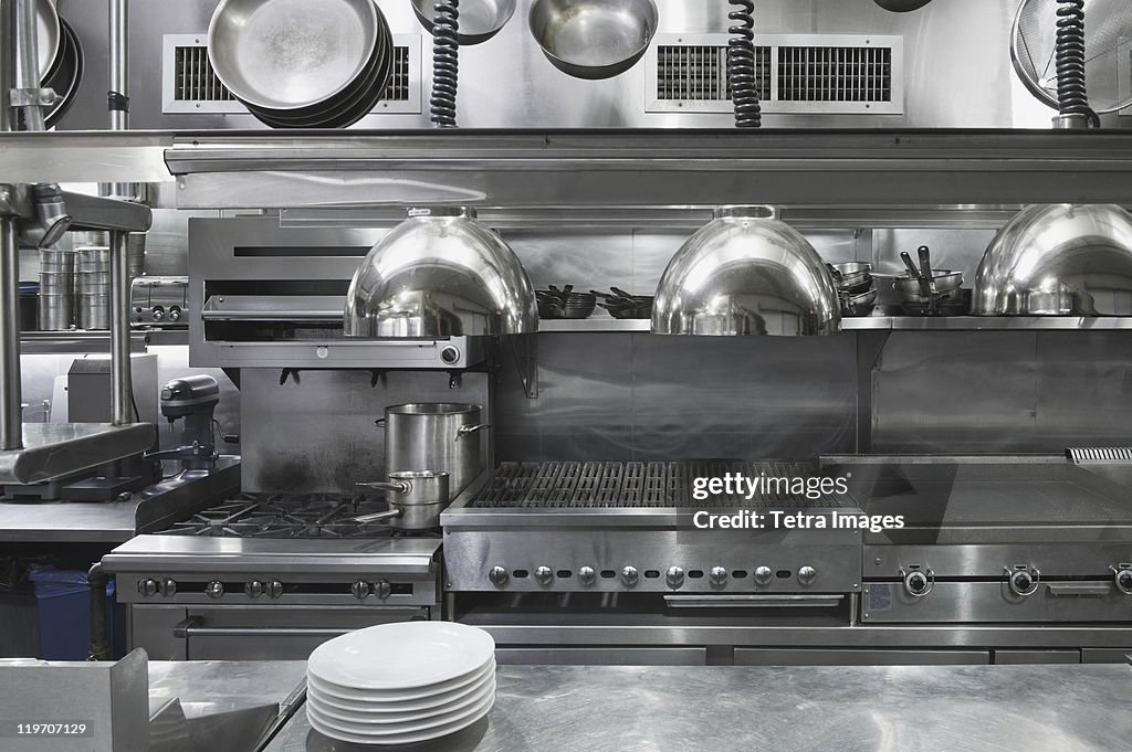 USA, New York, New York City, interior of commercial kitchen