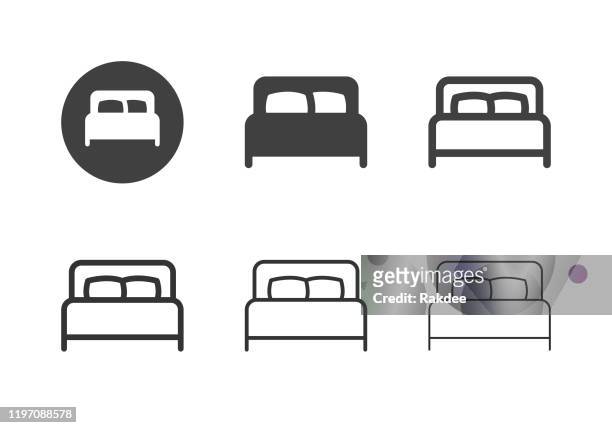 bed icons - multi series - bed furniture stock illustrations