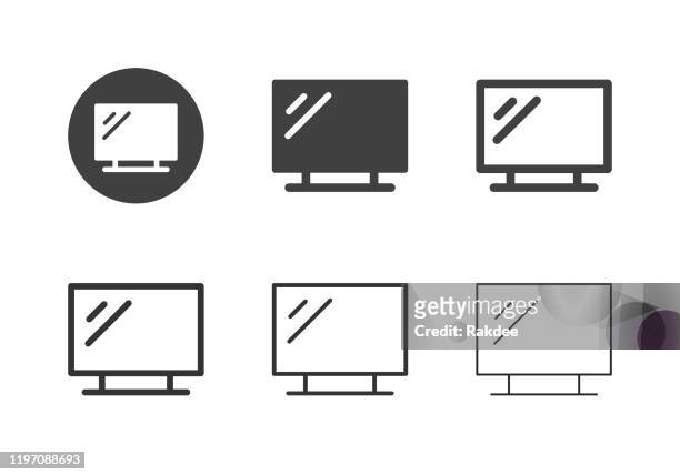 illustrazioni stock, clip art, cartoni animati e icone di tendenza di icone tv led - serie multi - televisore