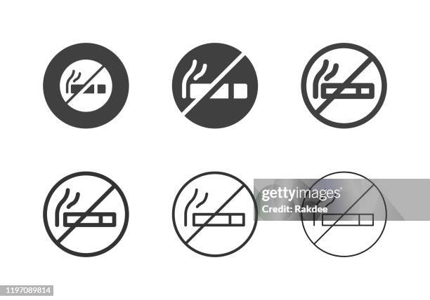 no smoking icons - multi series - smoking ban stock illustrations