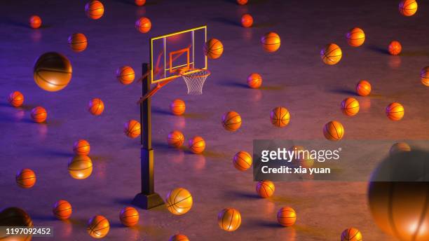 basketball court - basketball spielball stock-fotos und bilder