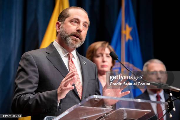 Health and Human Services Secretary Alex Azar speaks during a press conference on the coordinated public health response to the 2019 coronavirus on...