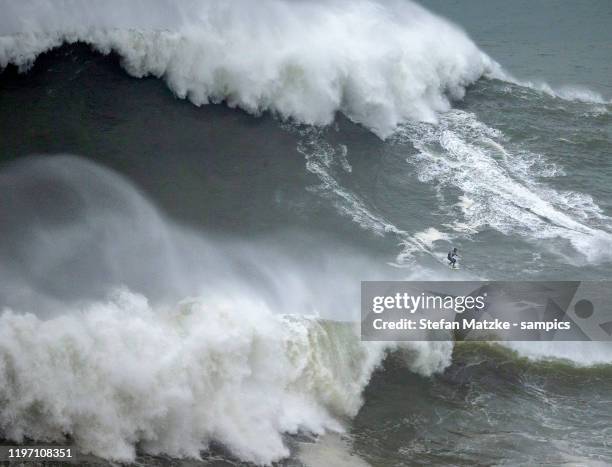 Nic von Rupp of Portugal competes on December 16, 2019 in Nazare, Portugal.