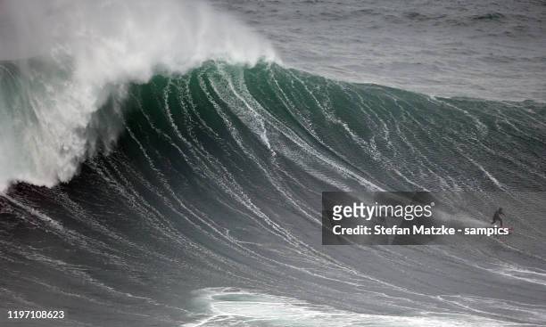 Justine Dupont of France competes on December 23, 2019 in Nazare, Portugal.