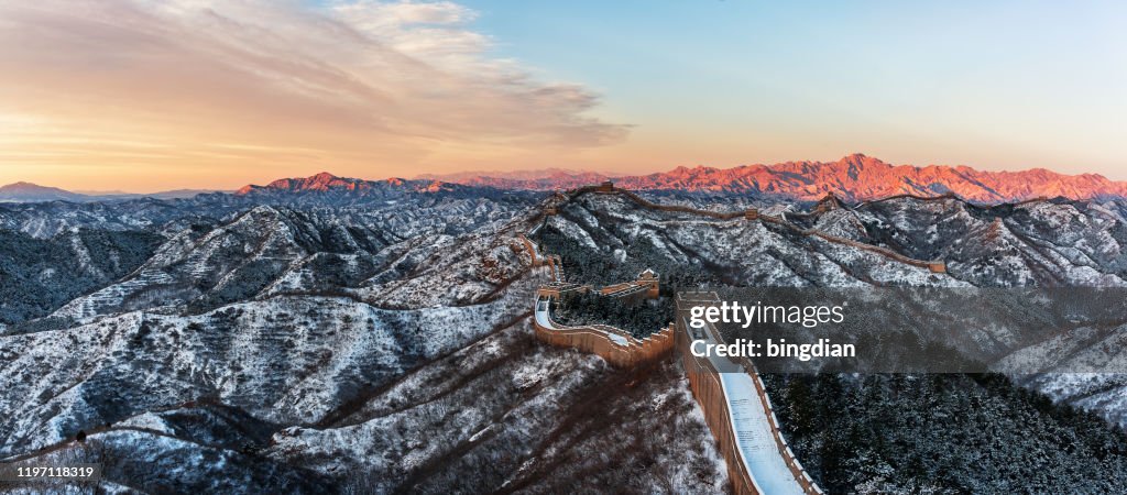 Great Wall of China covered with snow