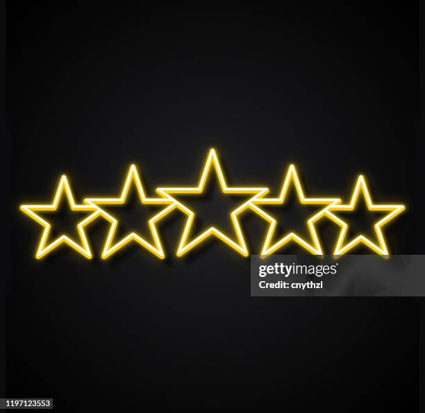 glowing neon effect five stars icon. outline symbol collection - luxury hotel stock illustrations