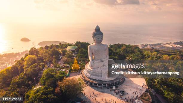 aerial view of  the beautiful big buddha - phuket stock-fotos und bilder