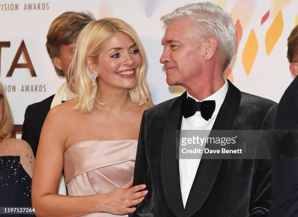 Holly Willoughby and Phillip Schofield, accepting the Live Magazine Show award for "This Morning", pose in the winners room at the National...