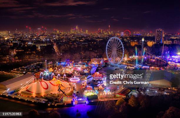 Winter Wonderland fair marks the start of the Christmas season in Central London at Hyde Park on November 20, 2019 in London United Kingdom. The...