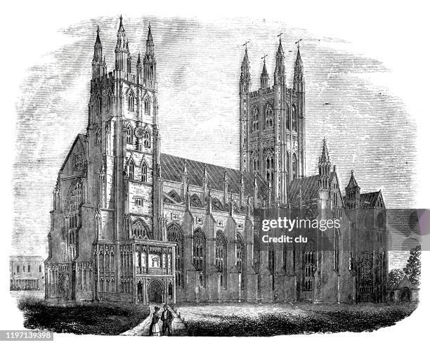 illustrations, cliparts, dessins animés et icônes de cathédrale canterbury - canterbury