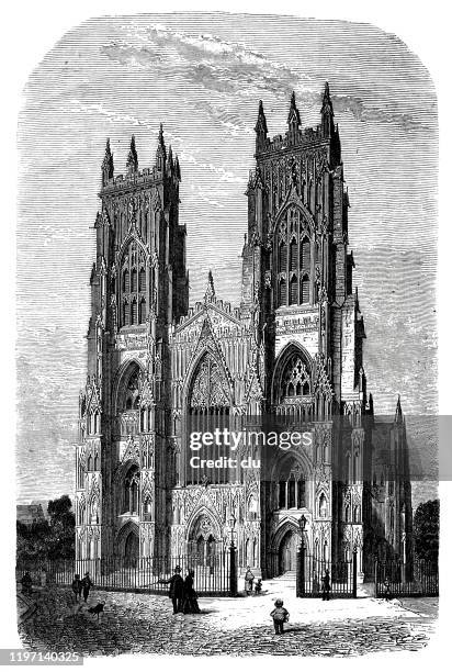 stockillustraties, clipart, cartoons en iconen met kathedraal in york - lincoln lincolnshire