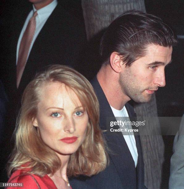 American singer and actress Chynna Phillips with her partner, actor William Baldwin, circa 1993.