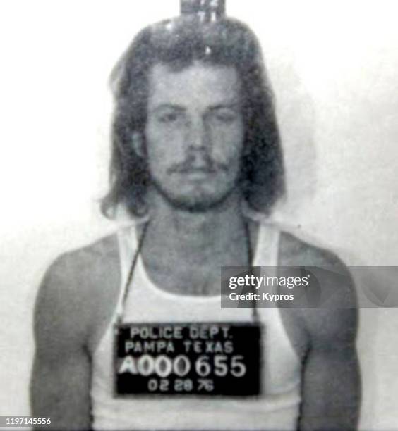 Mug shot of reality TV star Duane Chapman, aka Dog the Bounty Hunter, following his arrest for drink driving in Pampa, Texas, 28th February 1976.