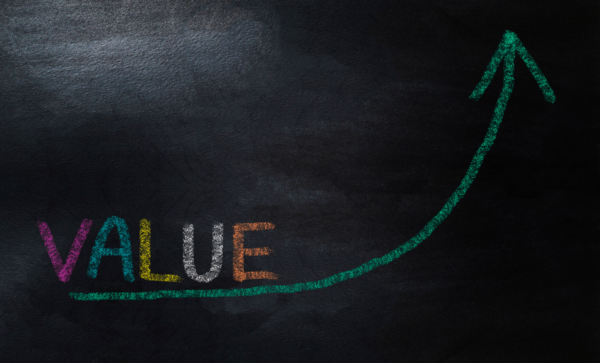 Increasing Value Arrow Graph Concept. drawing growing value graph with colorful chalk Increasing Value Arrow Graph Concept. drawing growing value graph with colorful chalk