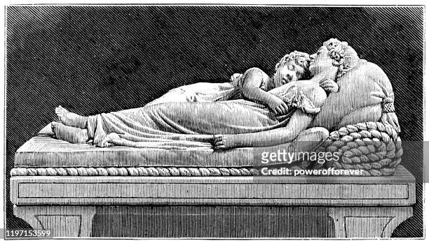 the sleeping children by francis chantrey at lichfield cathedral in lichfield, england - 19th century - lichfield stock illustrations
