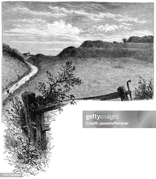 old sarum in wiltshire, england - 19th century - iron age stock illustrations