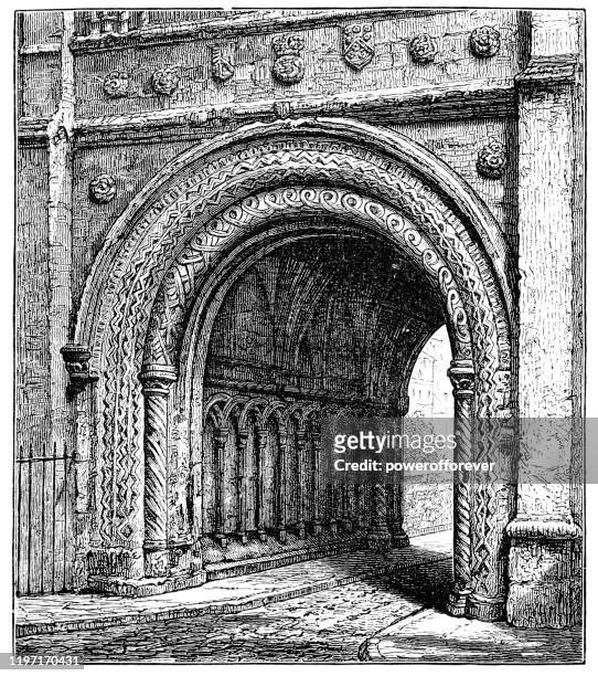 the great gatehouse in bristol, england - 19th century - bristol england stock illustrations