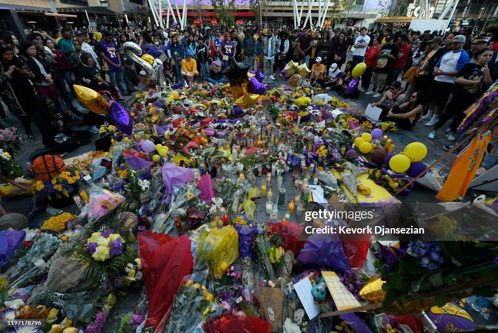 Fans Continue To Pay Respects To Kobe Bryant At Memorial Outside Of Staples Center And Around L.A.
