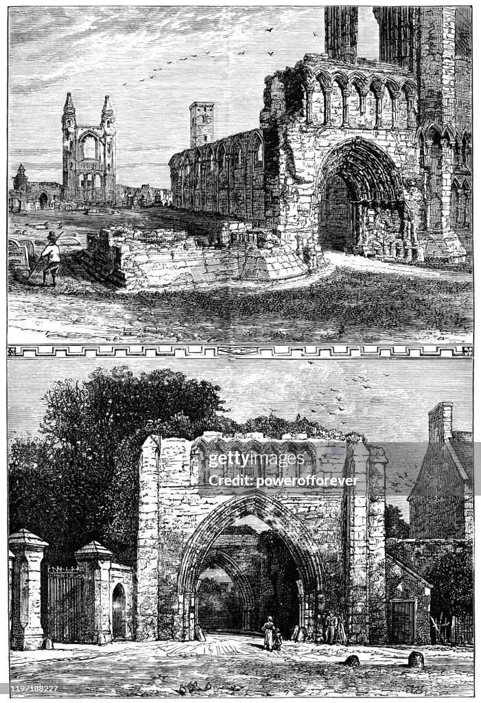 St Andrews Cathedral Ruins in St Andrews, Scotland - 19th Century