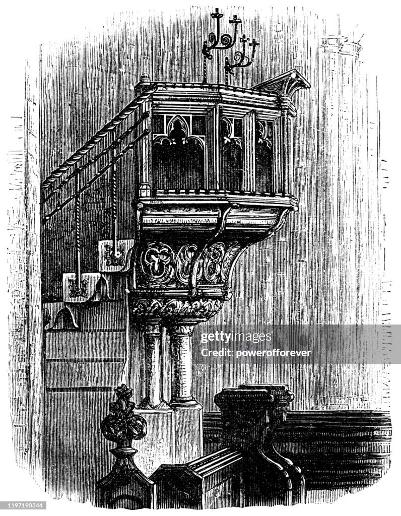 El Púlpito De La Iglesia De La Santísima Trinidad En Coventry Inglaterra  Siglo Xix Ilustración de stock - Getty Images