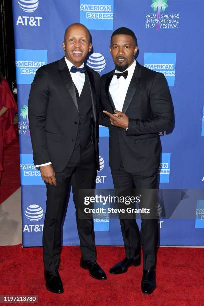 Bryan Stevenson and Jamie Foxx attend the 31st Annual Palm Springs International Film Festival Film Awards Gala at Palm Springs Convention Center on...
