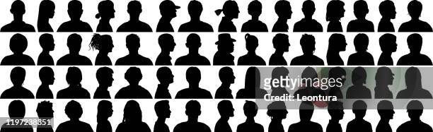 highly detailed heads - in silhouette stock illustrations