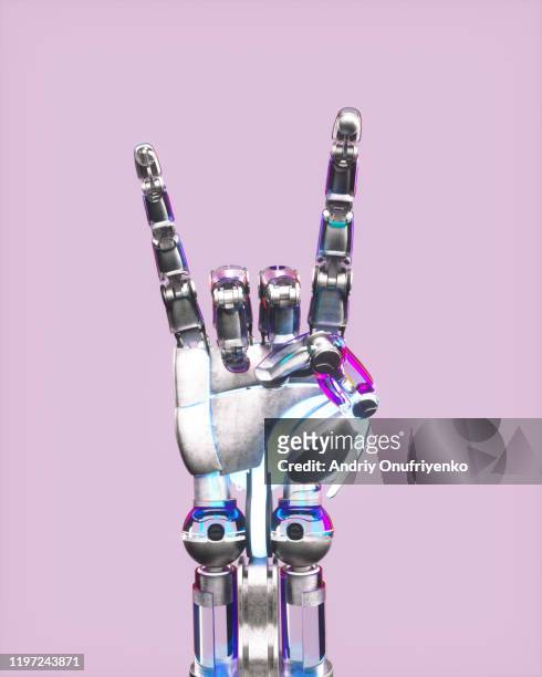 ai robot's hand - cyborg stock pictures, royalty-free photos & images