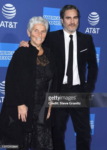 Joaquin Phoenix and Arlyn Phoenix arrives at the Annual Palm Springs International Film Festival Film Awards Gala on January 02, 2020 in Palm...