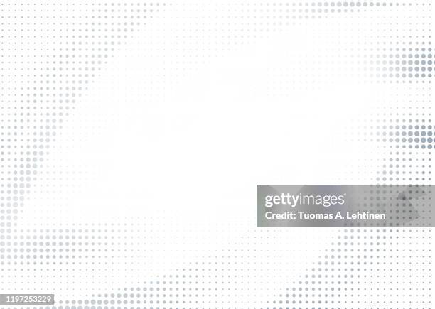abstract gray halftone background on white with copy space. creative dotted pattern, design template and illustration. - halftone pattern abstract background stockfoto's en -beelden