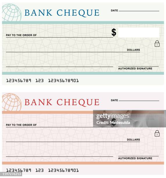 ilustraciones, imágenes clip art, dibujos animados e iconos de stock de vector de símbolo de cheque bancario - cheque en blanco