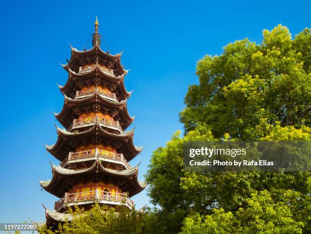 chinese pagoda - longhua temple stock pictures, royalty-free photos & images